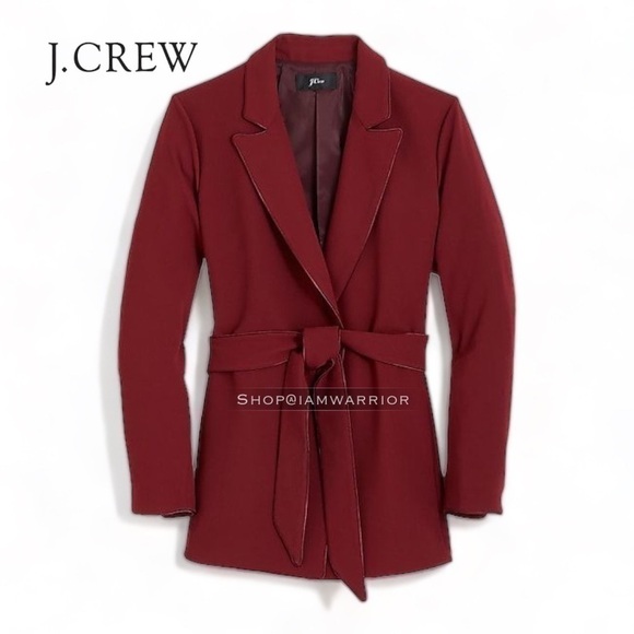 J.Crew NWOT burgundy 365 crepe tie waist wrap blazer *shop@iamwarrior - Picture 5 of 11